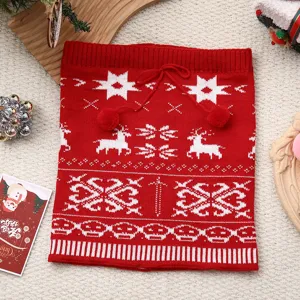 Top tubolare lavorato a maglia Natale rosso senza spalline renna fiocco neve festa abbigliamento