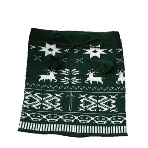 Top a tubo senza spalline lavorato a maglia di Natale con simpatici cervi e fiocchi di neve.