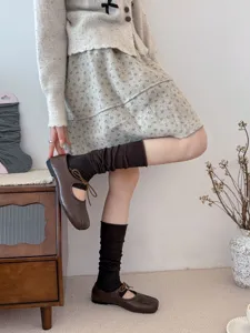 Korean style women long scrunch socks autumn cute ballet core stirrup leg warmers casual knit