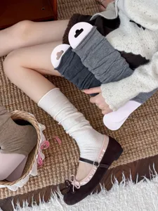 Cozy knit stirrup leg warmers women aesthetic ballet core slouch socks autumn style.