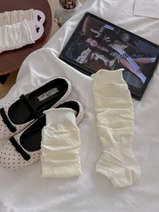 Ballet style women long stirrup leg warmers and polka dot flats socks set for autumn style.