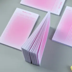 Juego de bloc de notas adhesivas degradadas rosa estilo coreano para papeleria bonita.