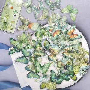 Waterproof PET butterfly stickers pack, 40 pieces transparent cute deco for journal diary cup.