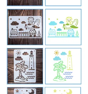 DIY hollow painting template set children hand account drawing ruler school art supplies