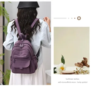 Women nylon backpack casual lightweight travel school bag stylish minimalist daypack.