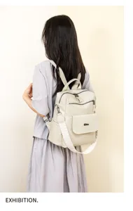 Women retro soft leather backpack large capacity casual daypack with wide straps