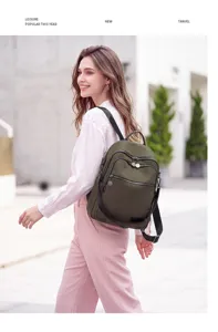 Stylish women's casual backpack, multi-pocket nylon travel daypack for daily commute and outdoor.