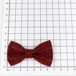 Red rhinestone bow shoe charm and hair accessory, sparkling crystal bow for girls.
