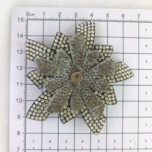 Detailed view of multi-layered rhinestone flower patch, perfect for DIY phone case and shoes.
