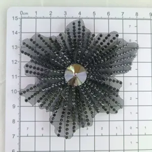 Fleur strass résille noire accessoire vêtement cristal DIY clip chaussure broche artisanat
