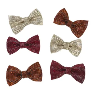 Shiny rhinestone bow shoe charms set sparkling crystal hair accessories diy crafts wholesale.