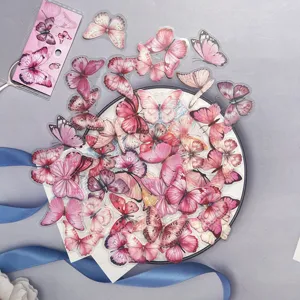 Pink butterfly PET stickers for journaling scrapbooking crafts water bottle decor 40pcs