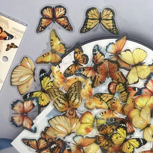 Transparent PET butterfly stickers waterproof decorative cute stationery for journaling craft.