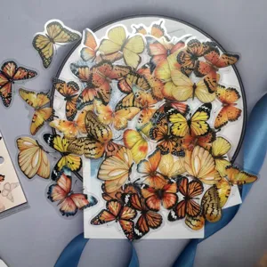 40pcs cute butterfly stickers PET transparent waterproof DIY journal cup decorative supplies