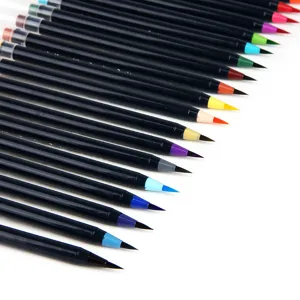 Colorful dual tip watercolor brush pens set, soft flexible nylon tip for manga art writing.