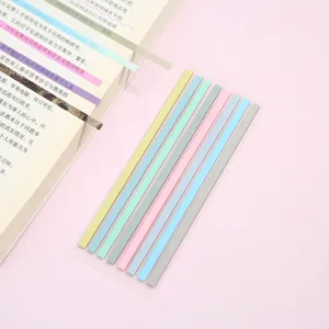 Morandi color translucent sticky index tabs, thin long strip memo pad bookmarks for study.
