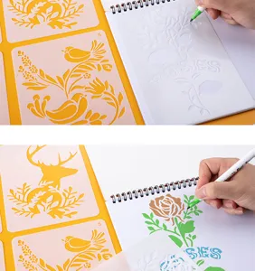 Hollow painting template DIY art set with animal and flower stencils for hand ledger.