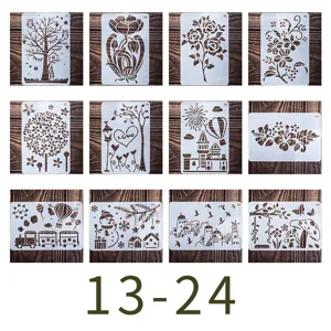 Plastic hollow painting stencils set for DIY art drawing templates and journal crafts