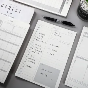 Planificateur journalier minimaliste bureau calendrier travail journal mémo bloc axe temporel.