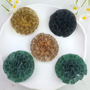 Rhinestone Mesh Flower DIY Patch Brooch For Shoes Bags Clothing Accessories Elegant Hand-Woven Corsage Embellishment For Women Wedding Party