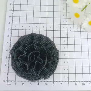 Black rhinestone flower brooch patch DIY sparkling crystal shoe clip apparel accessory