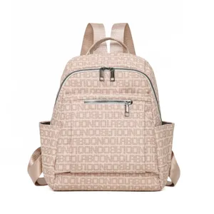 Stylish beige women backpack with large capacity casual travel design fashion daily use