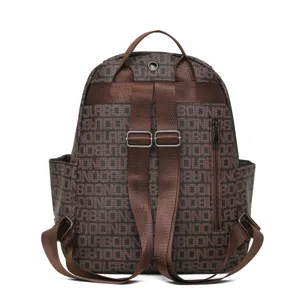 Stylish printed women backpack, large capacity casual travel school bag with secure zip pockets.