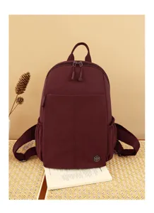 Stylish women's nylon backpack with large capacity, casual travel and daily commuting bookbag.