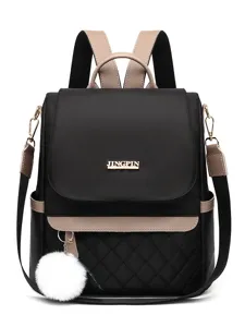Women Quilted Oxford Cloth Backpack Large Capacity Casual Travel School Bag Multi-pocket Anti-theft Daypack