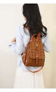 Retro women's backpack vintage brown school bag fashion commuter daily leather rucksack