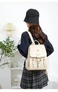 Women soft leather backpack large capacity casual travel daypack school bag