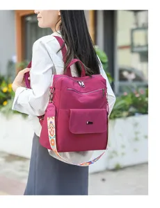Women anti-theft backpack, lightweight large capacity casual daypack with colorful strap.