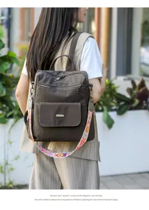 Stylish women casual anti-theft backpack with colorful wide strap daily travel book bag