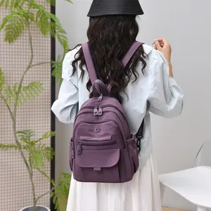 Women's nylon backpack lightweight large capacity casual travel school bag minimalist design