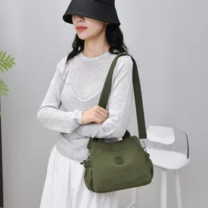 Casual fashion nylon shoulder bag for women, large capacity daily commuter crossbody tote.