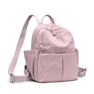 Stylish pink women's backpack casual lightweight nylon travel bookbag school daypack