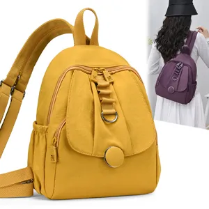 Women Casual Nylon Backpack Multifunctional Travel Commuting Daypack Lightweight Anti-theft School Bookbag Vintage Style