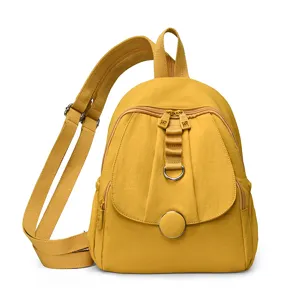 Women nylon casual backpack versatile lightweight travel daypack stylish yellow school bag