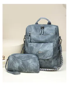 Damen Retro Jeans Look Rucksack Set mit passender Tasche Alltag Freizeit Tasche Stil