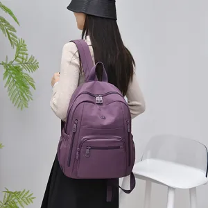 Waterproof lightweight nylon women backpack casual travel school bag back view display