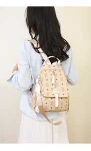 Women vintage leather backpack fashion commute large capacity stylish daily casual school bag