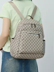 Women Fashion Monogram Print Backpack Casual Travel Rucksack Large Capacity School Bag