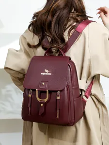 Women soft leather backpack large capacity casual travel stylish daypack for daily use