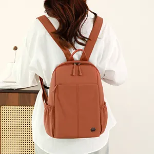 Casual nylon backpack for women, lightweight large capacity travel school bag, daily commute.