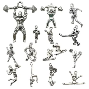 Sports series alloy metal charms pendants for DIY necklace bracelet apparel accessories details.