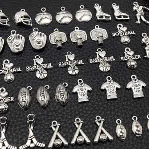 Sports themed alloy charms pendants set for DIY necklace bracelet jewelry making crafts