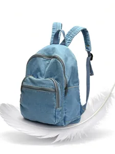 Rétro Décontracté Sac à Dos en Denim pour Femmes Hommes Léger Voyage Sac d'École Vintage Étudiant Bookbag Multi-Poches Daypack