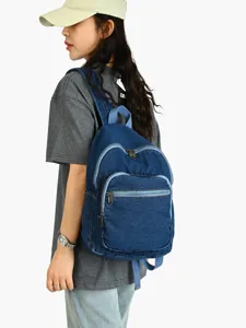 Sac à dos en denim classique pour loisirs style rétro vintage cartable femmes et hommes