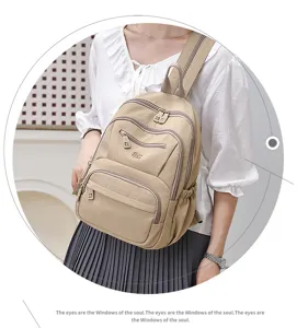 Women Multi-Pocket Nylon Backpack Casual Commuting School Travel Lightweight Daypack