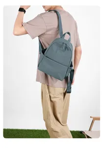 Casual wash nylon backpack for women men, lightweight travel daypack, minimalist school bookbag.